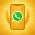 WhatsApp psychic reading with Donna Marie – phone silhouette with green WhatsApp icon and golden feather light